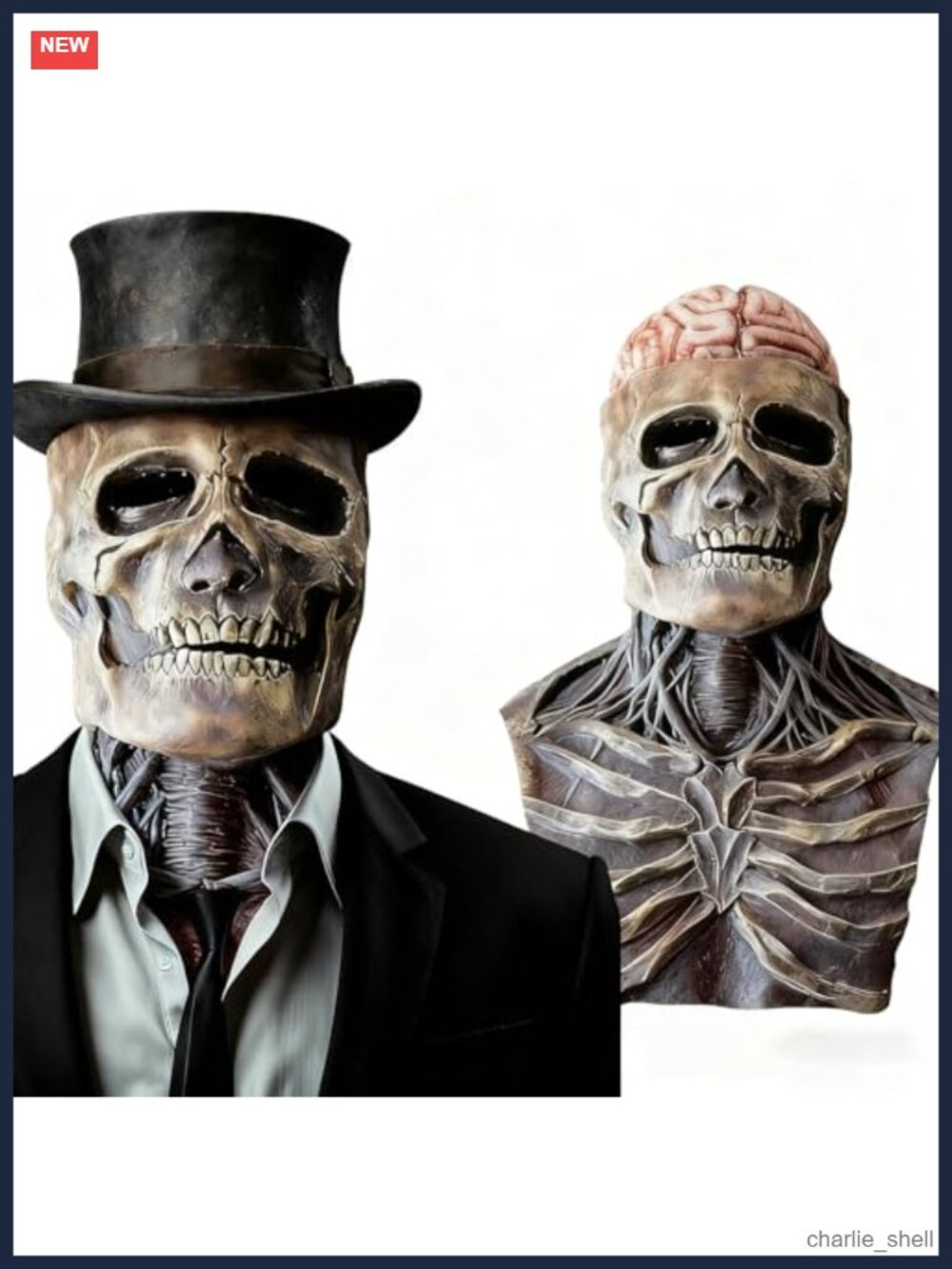 Skeleton Latex Mask Moving Jaw Realistic Full Head Halloween Skull Cosplay
